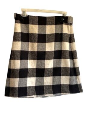 Ann Taylor LOFT Buffalo Plaid Skirt 2 Black Academia New Prep Career Blend
